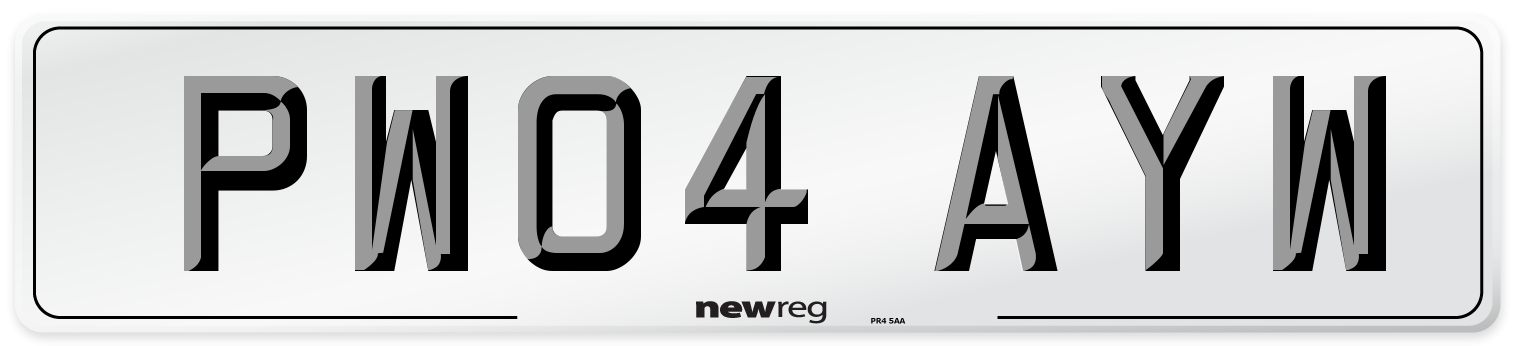PW04 AYW Number Plate from New Reg